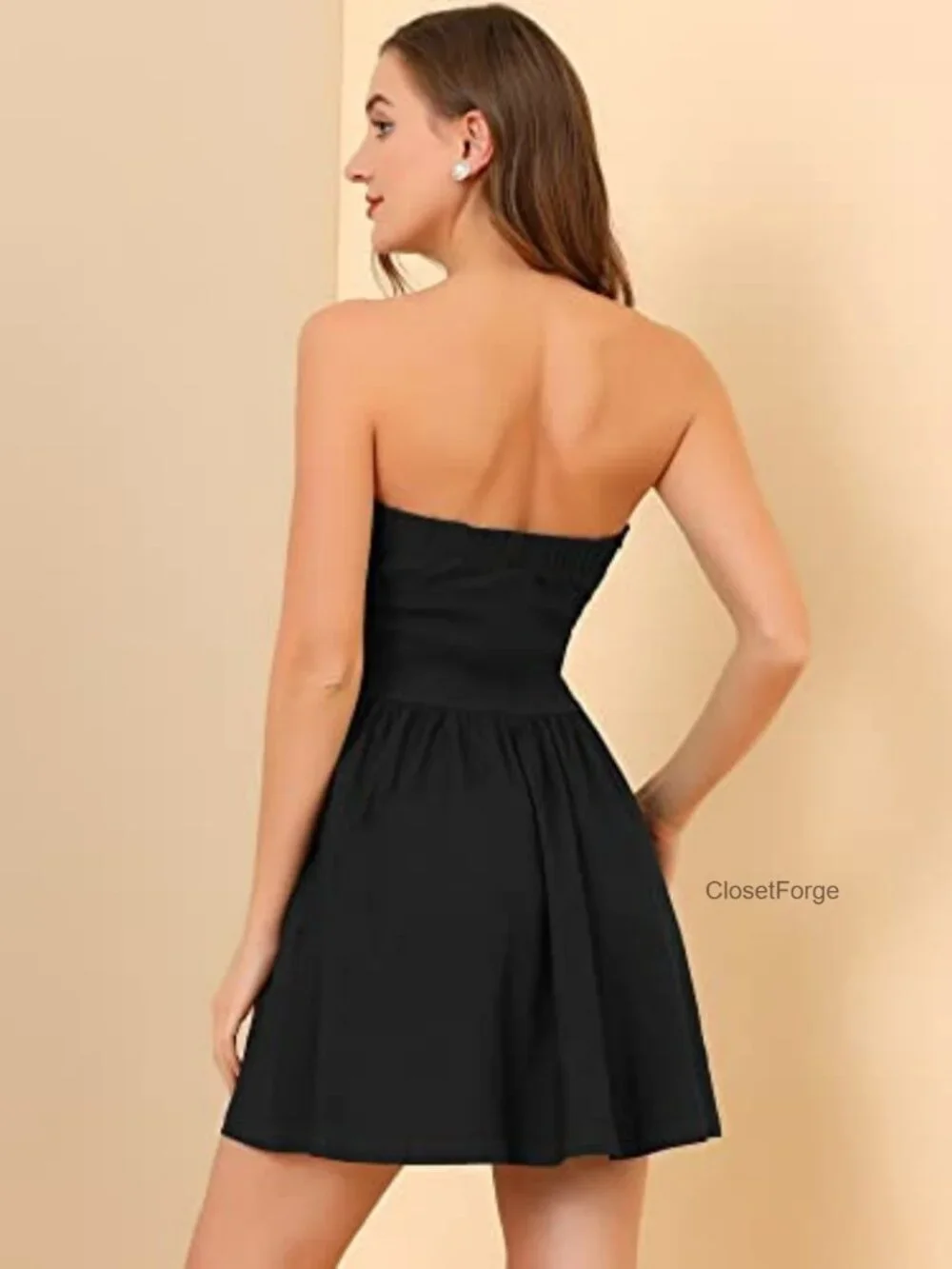 Strapless Sweetheart Neckline Mini Dress Fit Flare with Built-in Pads